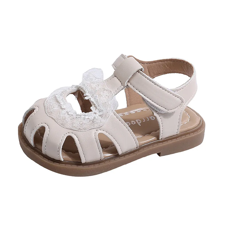 

Spring Girl's Princess Shoes Cover Toe Hollow Out Lace Sweet Kid's Flat Shoe Solid Colors Anti-slip Fashion Daily Children Shoes