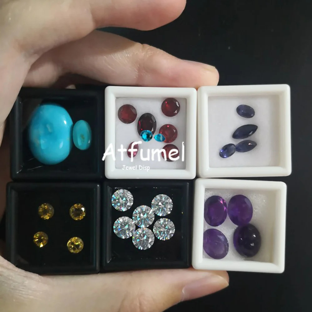 Wholesale 10pcs Loose Diamond Display Package Box Square Gem Stone Beads Pendant Earring Organizer Gemstone Gift Box Showcase