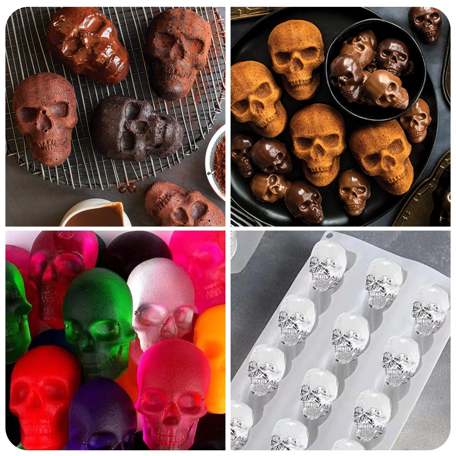

Mini Skull Cookie Mold Silicone Baking Tool For Halloween Diy Sugar Craft Fondant Mould Cake Decorating Kitchen Supplies Baking