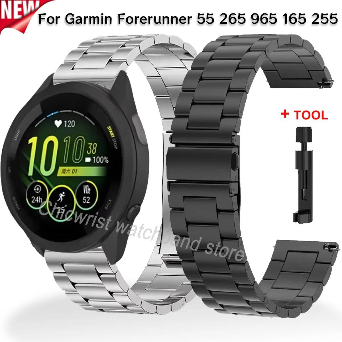 Correa de Metal para Garmin Forerunner 55 265 965 165 255 22mm 20mm 18mm pulsera para Gramin Active 5/Vivomove accesorios de tendencia