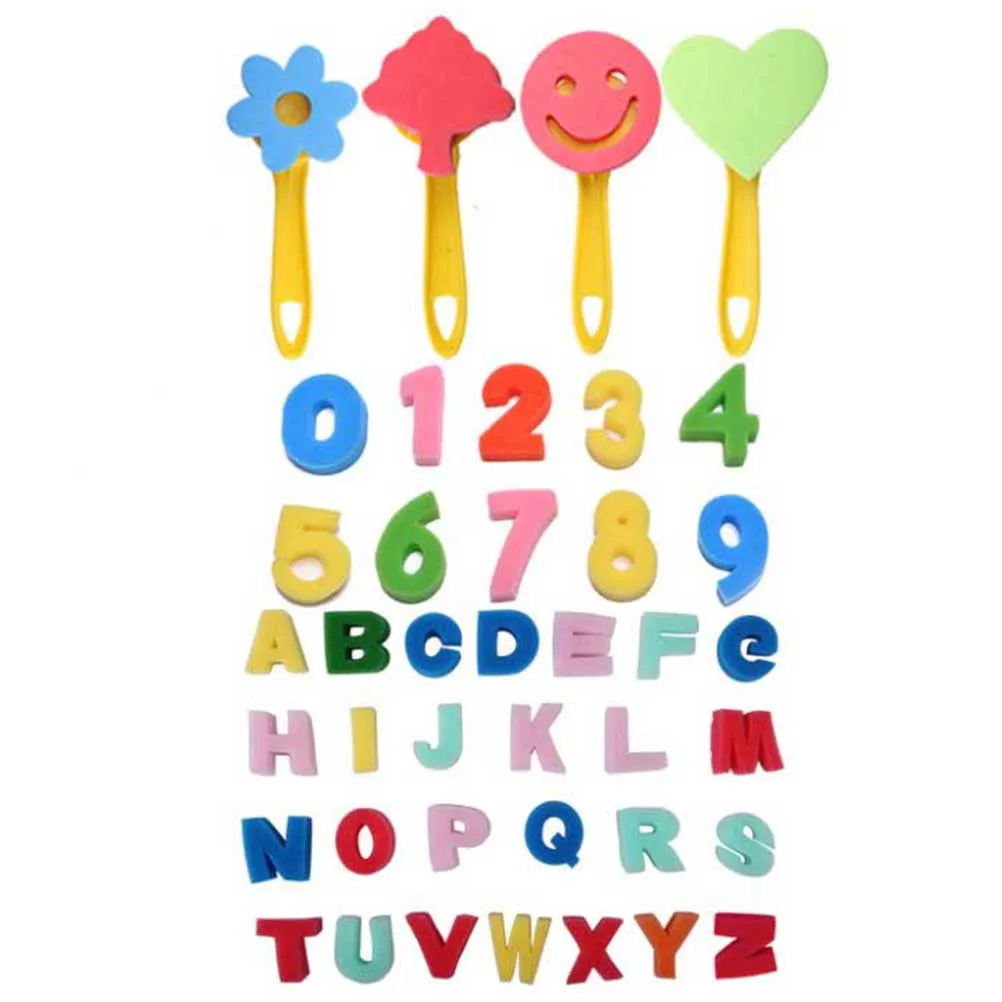 49Pcs Painting Sponge Brushes Set Eva Creative Handle Design Kids DIY Art Drawing Tool Stamp Painters Tools for Children