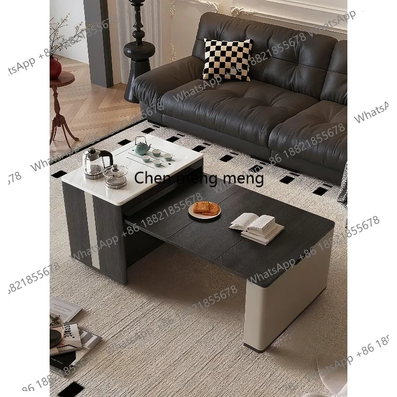 

Solid wood sofa side cabinet small apartment living room new mobile side table folding retractable coffee table