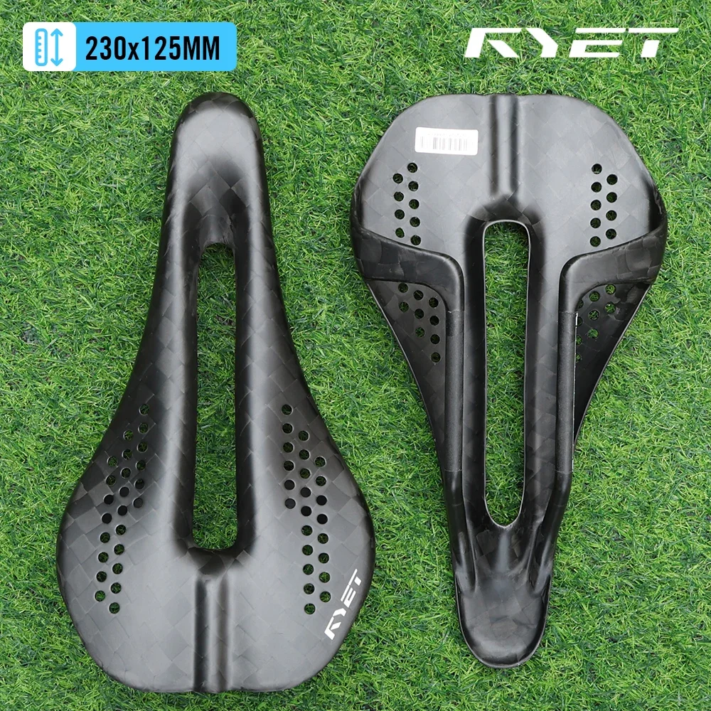 

RYET Carbon Ultralight Bike Saddle for MTB/Gravel/Road Bike Racing T800 Fiber Saddle 7x7 Dual-Track Design Cycling Seat Parts
