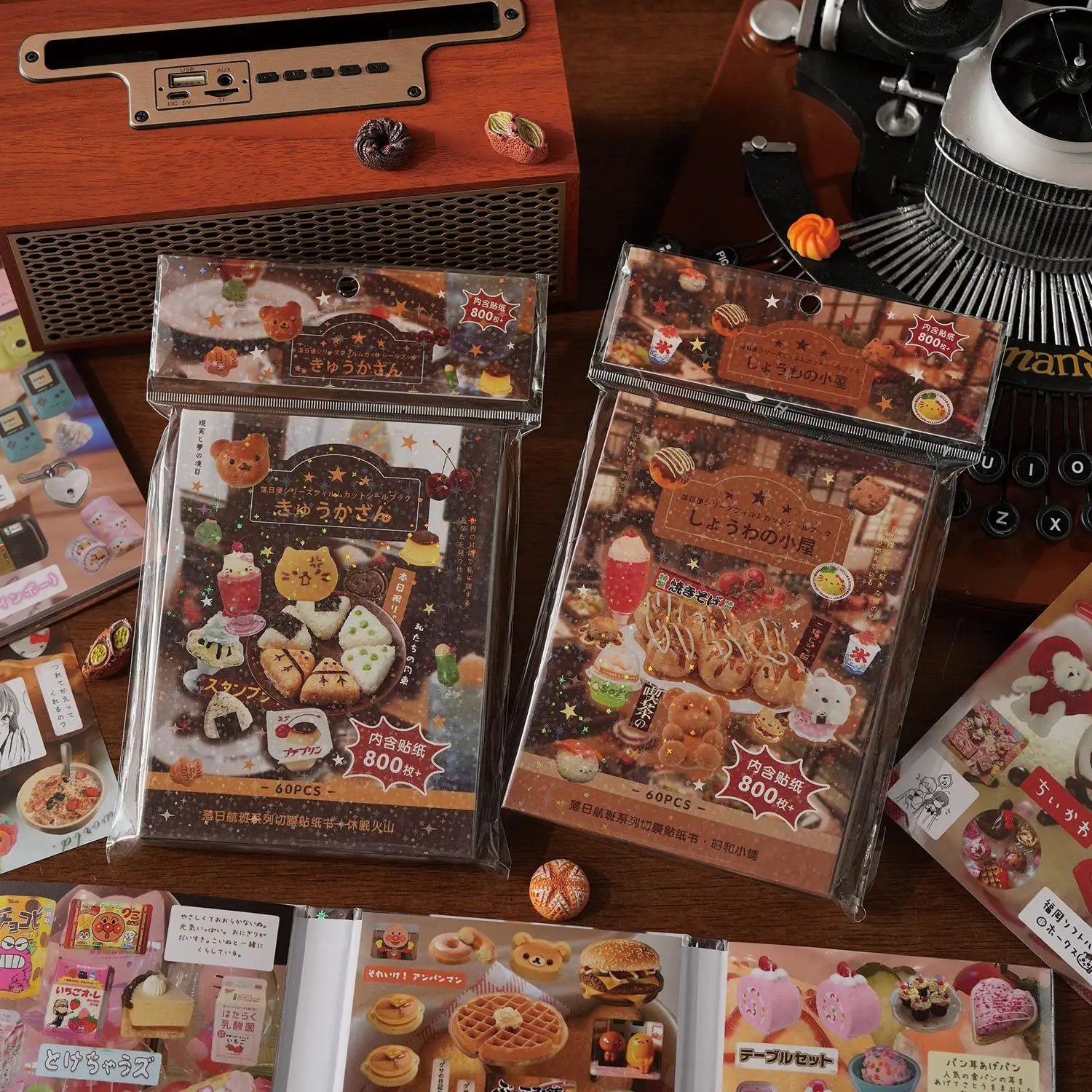 

60 листов ретро милая Y2K пищевая пленка наклейка книга журнал справочник скрапбук DIY чехол для телефона украшения канцелярские наклейки