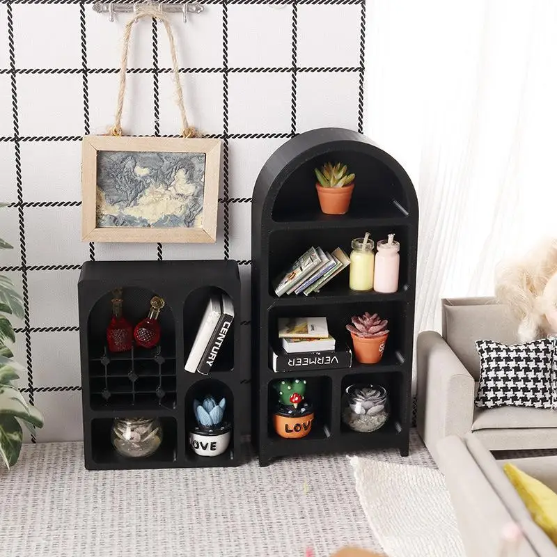 1/12 Dollhouse Simulation Mini Bookshelf Storage Cabinet Model Dollhouse Furniture Decoration Dolls House Living Scene Ornament