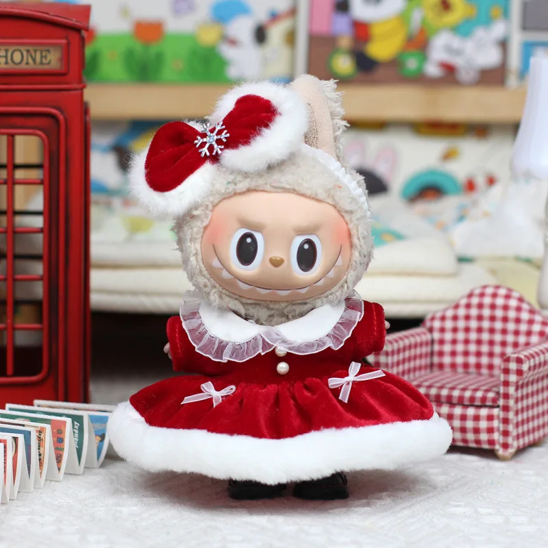 Adecuado para ropa de muñeca Labubu de 17cm, accesorios para muñecas de Navidad y Año Nuevo, juegos de bolas, regalos navideños
