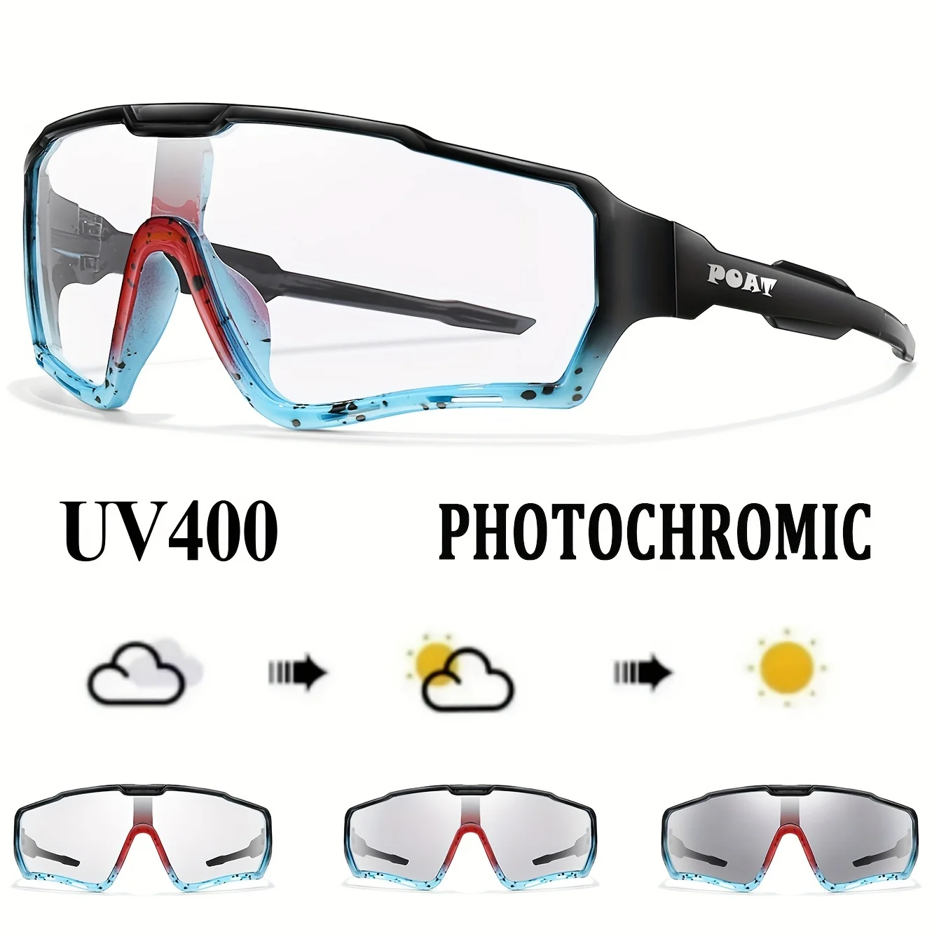 POAT Brand New Style Photochromic Windproof Sunglasses Men Women MTB Bike Bicycle Eyewear Sports Cycling Fishing Running Glasses