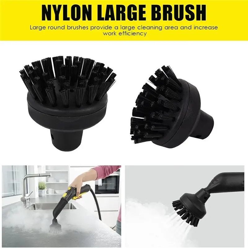 A83X-Steam Cleaner Accessory Set For Karcher SC1-SC5 CTK10 CTK20, Round Brush Set For Karcher Steam Cleaner Accessories