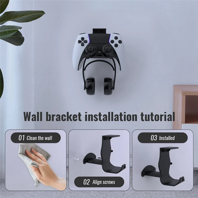 دعامة حامل مثبتة على الحائط لجهاز PS5/PS4 // دعامة تخزين سفلية للطاولة باللون الأسود
