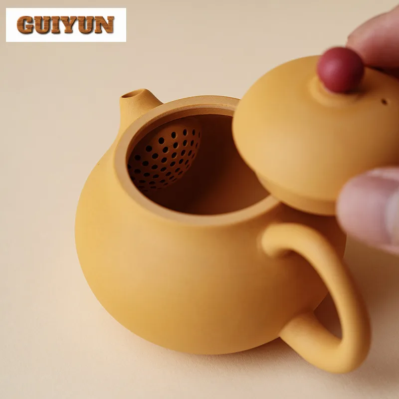 

90ml Raw Ore Yellow Section Mud Purple Clay Wen Dan Teapot Retro Tea Infuser Pot Tea Maker Kettle With Ball Hole Tea Items Craft