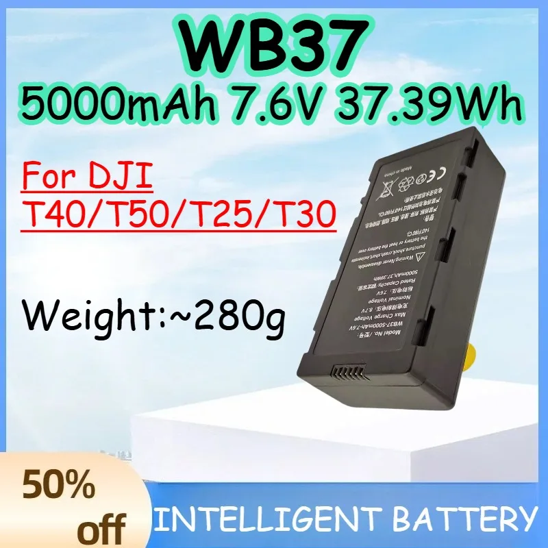 

5000mAh 7.6V 37.39Wh WB37 BATTERY for DJI T40/T50/T25/T30 Replace The Battery of The Rechargeable Remote Control