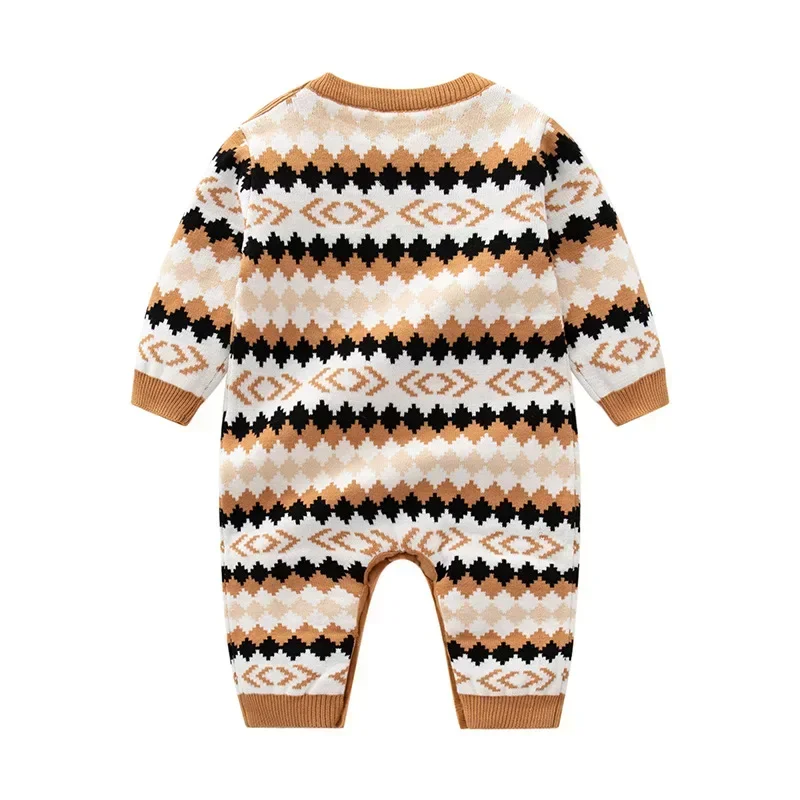 New Autumn And Winte Baby Knitted Bodysuit Climbing Clothes Warm Fashionable British Baby Boy Sweater Girl Romper