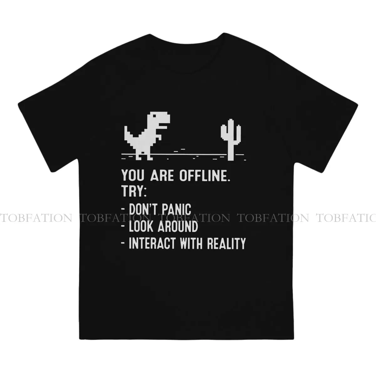 You Are Offline Low Resolution Pixel Dinosaur Shirts Computer Cpu Core Male Pure Cotton Streetwear T Shirt O Neck Oversized