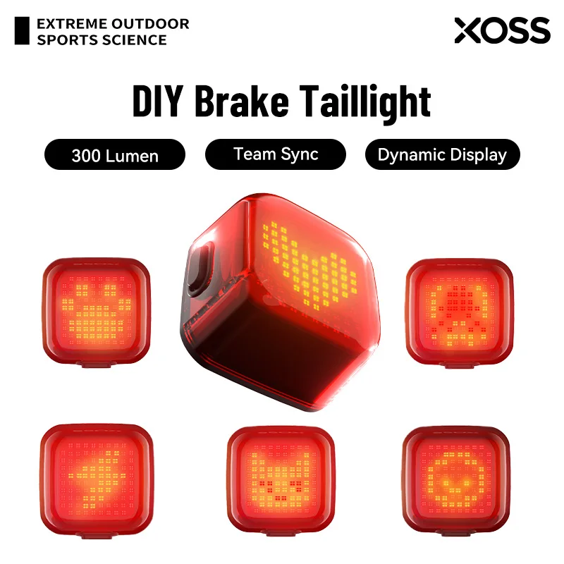 XOSS Nebula Smart Matrix Light System for Cycling Braking Taillight DIY Patterns Waterproof Warning Brake Rear Light