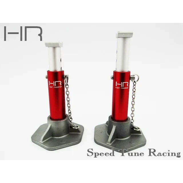 HOT RACING 1/10 RC Crawler CNC Aluminum Jack Stands Red Silver Fully Functional Stainless Chain ACC83J02/06