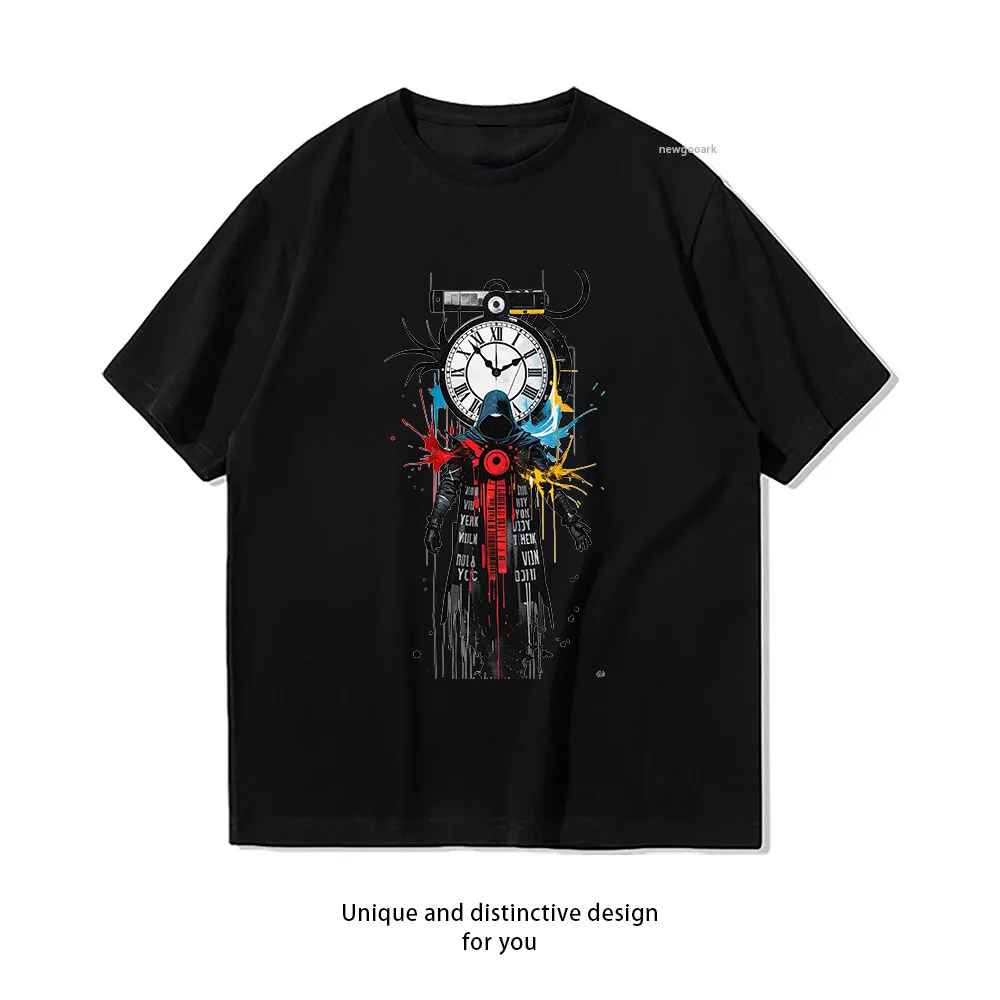 Timeless Eternity Clock Hoodie Design  Casual Cotton Short Sleeve Tee for Men Women