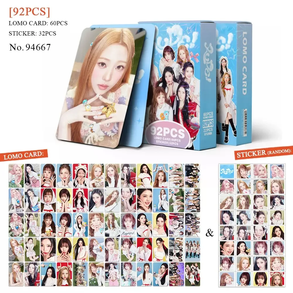 

92Pcs/Set Hearts2Hearts Idol New Album Series HD Lomo Cards Photocards Sticker YUHA JUUN JIWOO CARMEN STELLA A-NA Fans Gifts