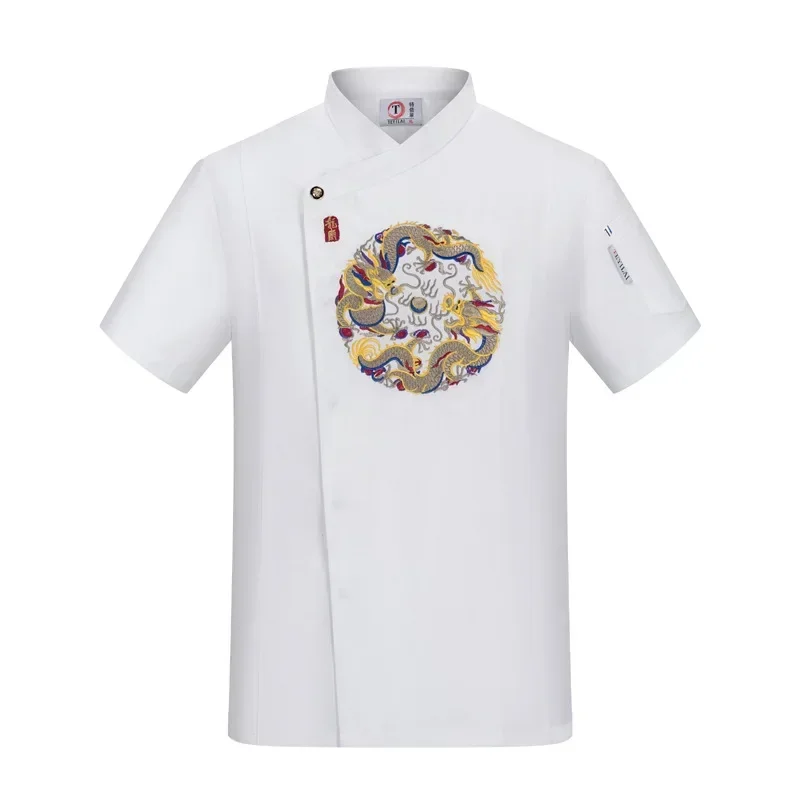 Service alimentaire vêtements de travail col montant veste de Chef vêtements de travail de cuisine restauration cuisinier chemise de cuisson été à manches courtes salopette de boulangerie