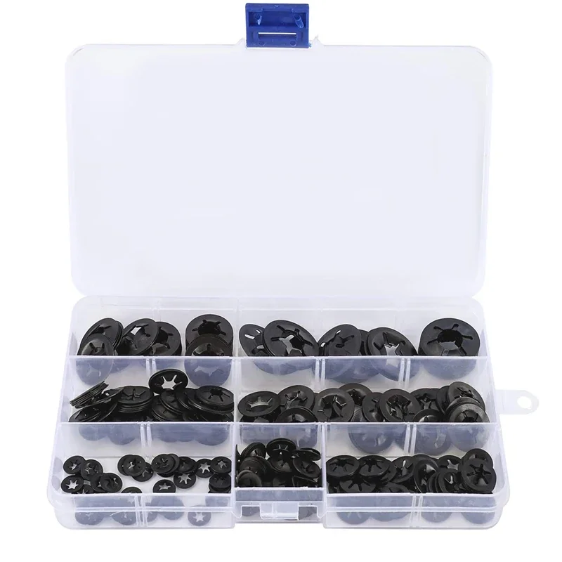 260pcs M3-M12 External Circlip Self-Lock Retaining Clip Starlock Push On Shaft Bearing Snap Ring Clip Washer Kit Set
