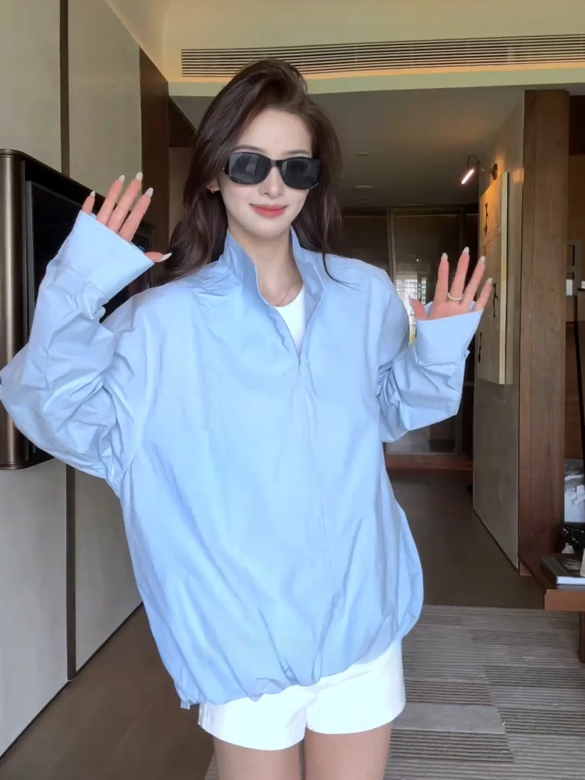 

Spring New Lazy Style Fake Two-Piece Men's Loose Fit Pure Color All-Match Couple Hooded Shirt Outerwear Casual Polyester Fiber