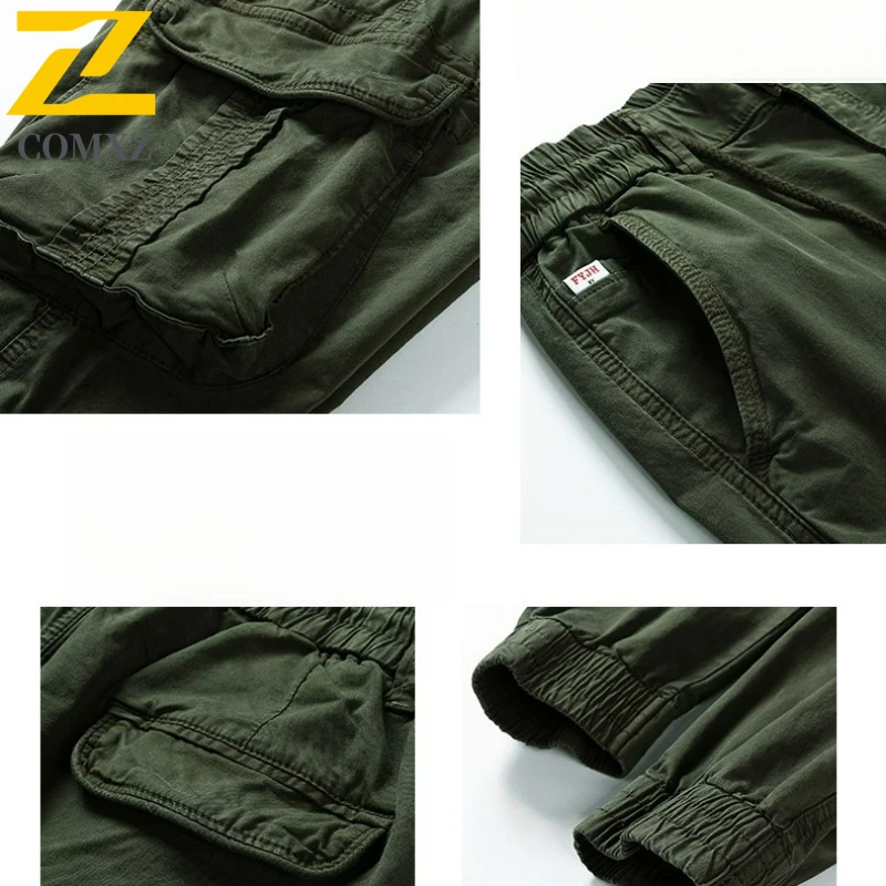 Trendy Cargo Pants Male New Autumn Multi Pocket Casual Camping Sweatpants Mens Solid Color Fishing Versatile Breathable Trousers