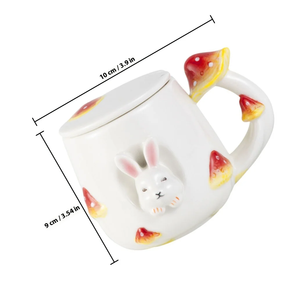 الفطر أرنب كوب سيراميك رائعة الكرتون تصميم عدم الانزلاق مقبض مكتب القهوة القدح متعددة الوظائف كوب ماء مقاومة للاهتراء