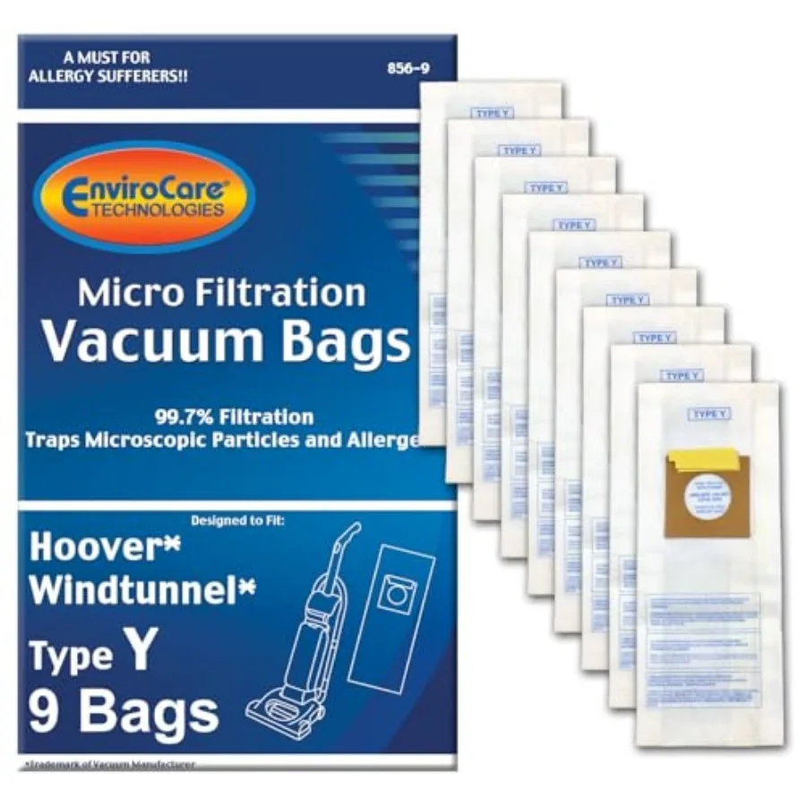 

859-9 Type Y Vacuum Bag Replacement for Hoover WindTunnel Uprights and Hoover Vacuums, 9 Pack