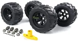 Wheels Tyre Assembly Set with Alloy Nut & Wheel Wrench Fit for 1/5 FG ROFUN ROVAN Truck RC CAR PARTS Size: 220x120mm