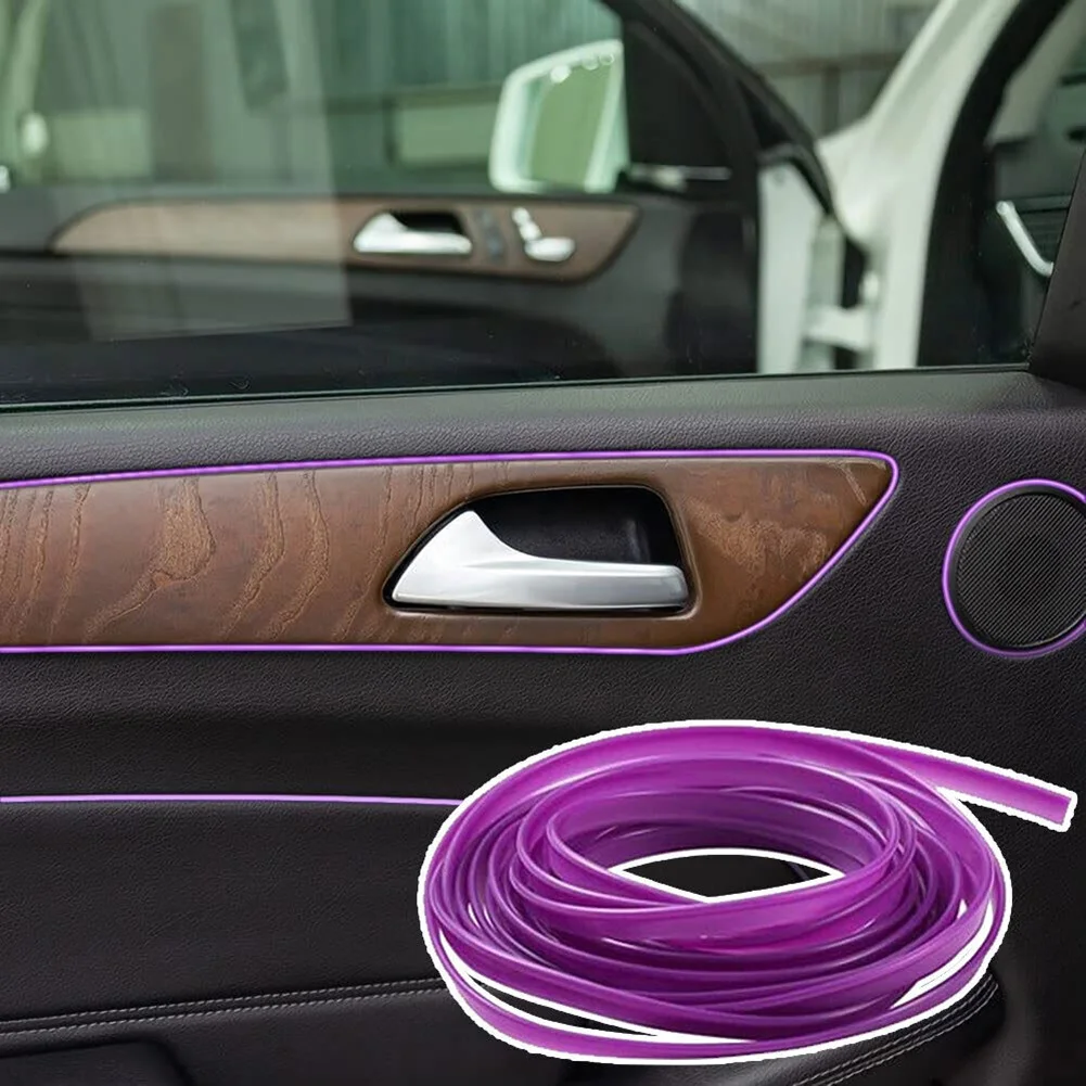 1pc Car Moulding Trims Dashboard Door Car-styling Interior Accessories Purple Silicone Car Cover Trim Car-Styling