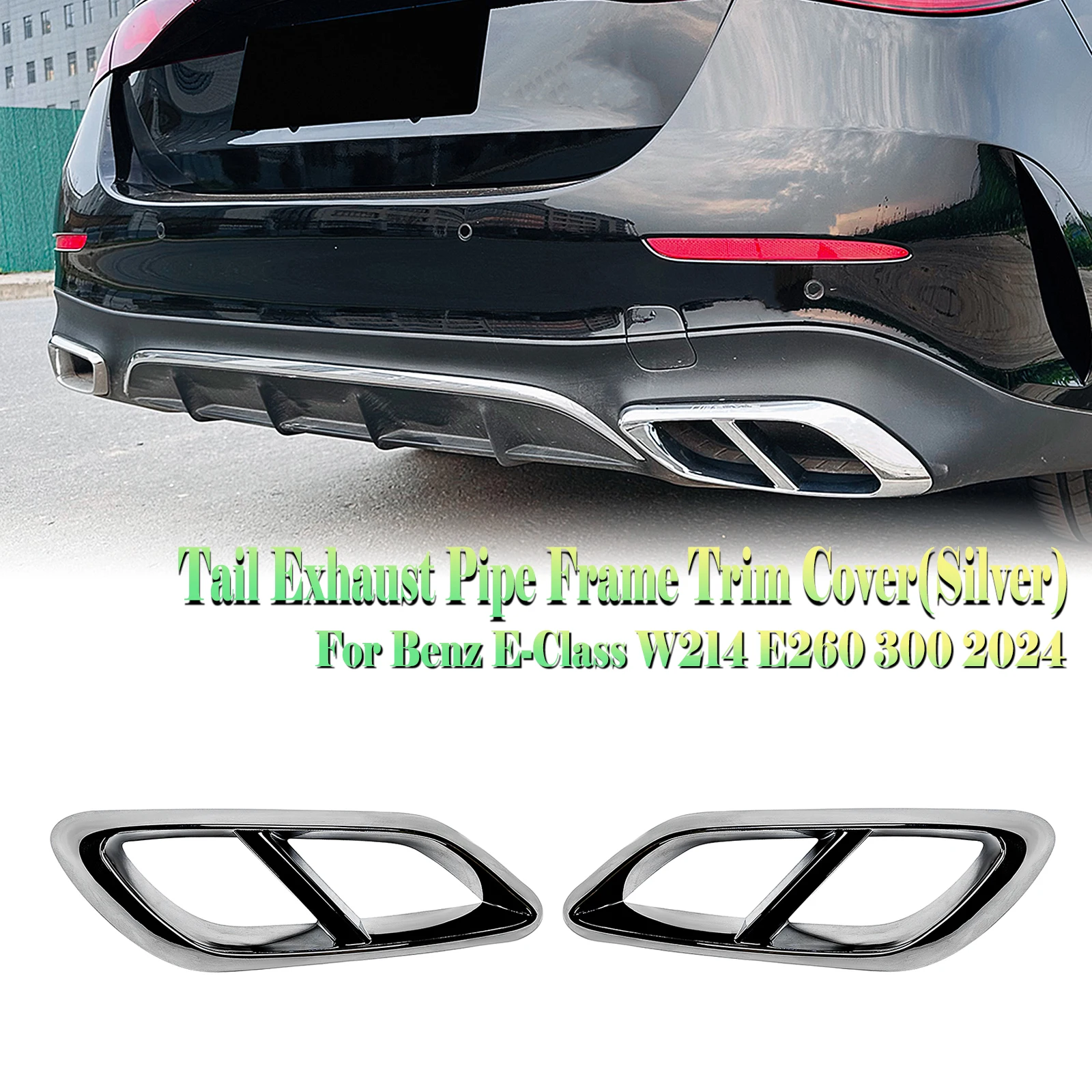 Rear Exhaust Muffler Tip Pipe Cover Frame Trim For Mercedes Benz E Class W214 E260 E300 AMG 2024-up