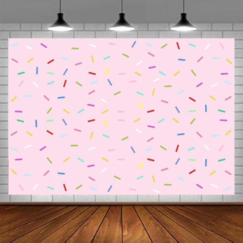 

Photography Backdrops Donut Birthday Party Decoration Pink Girl Baby Shower Banner Background Sprinkles Confetti Pastel Portrait