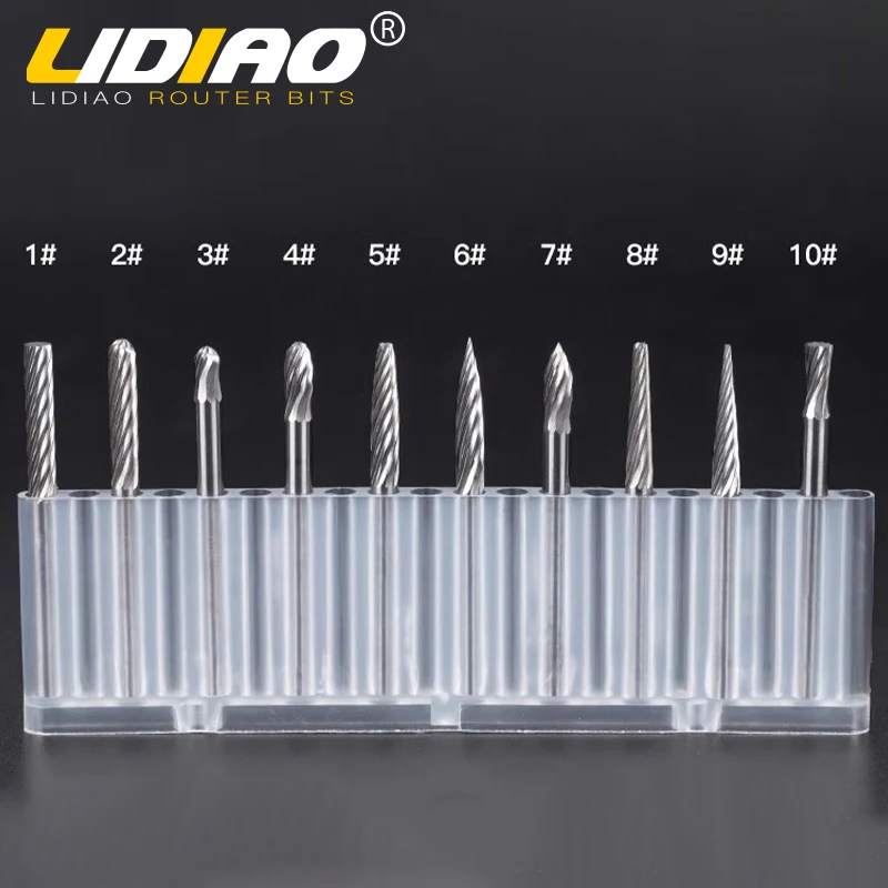 LIDIAO 1PC 3mm Shank Rotary File Wood Metal Polishing Carbide Drill Bit File Hard Alloy Rotary Burr CNC End Milling Cutter