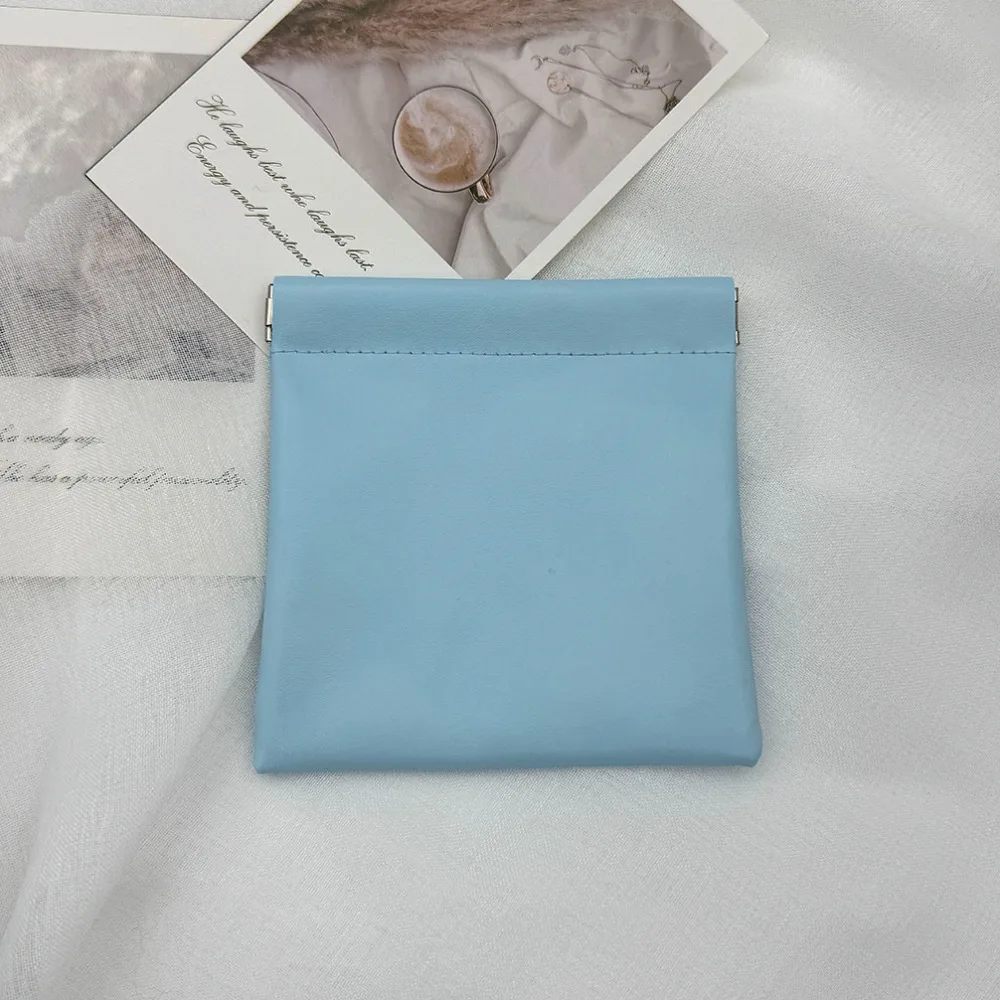 

Fashion PU Leather Mini Cosmetics Bag Simple Automatic Closure Coin Purse Portable Mini Earphone Bag Travel