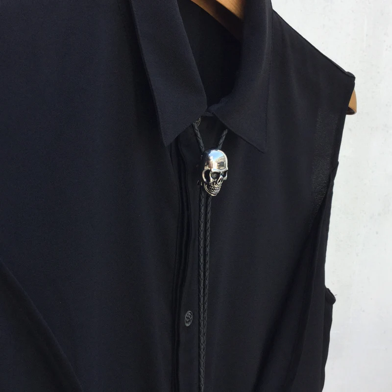 Original designer bolotie aço inoxidável crânio bolo gravata para homem personalidade pescoço gravata acessório de moda