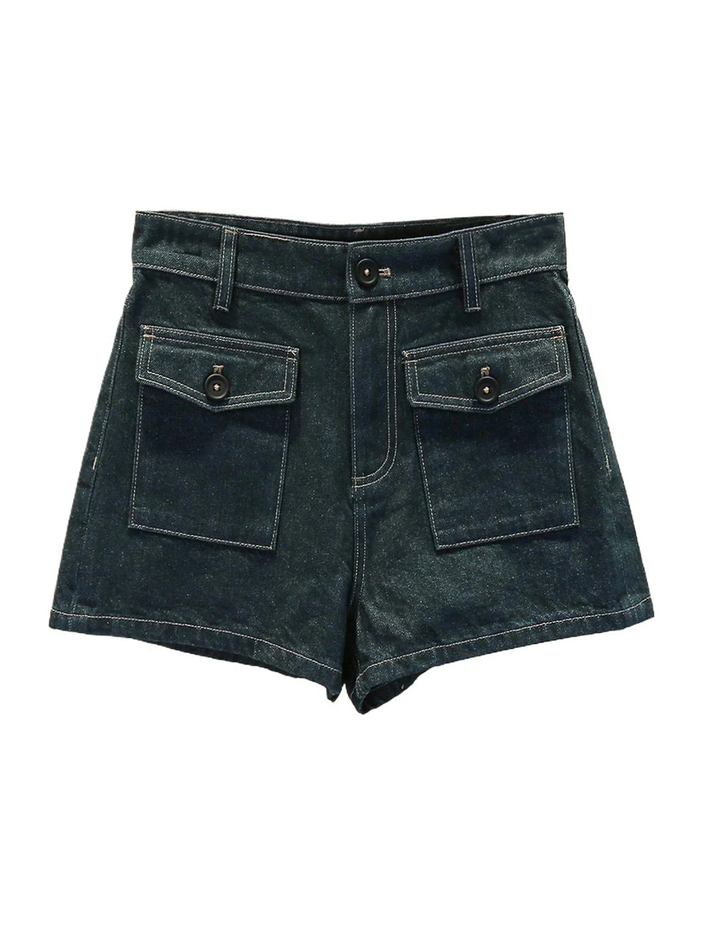 شورت جينز صيفي عالي الخصر ضيق للنساء، شورت أنيق عصري عالي الخصر باللون الأزرق، مقاسات للبالغين 25-29 #4