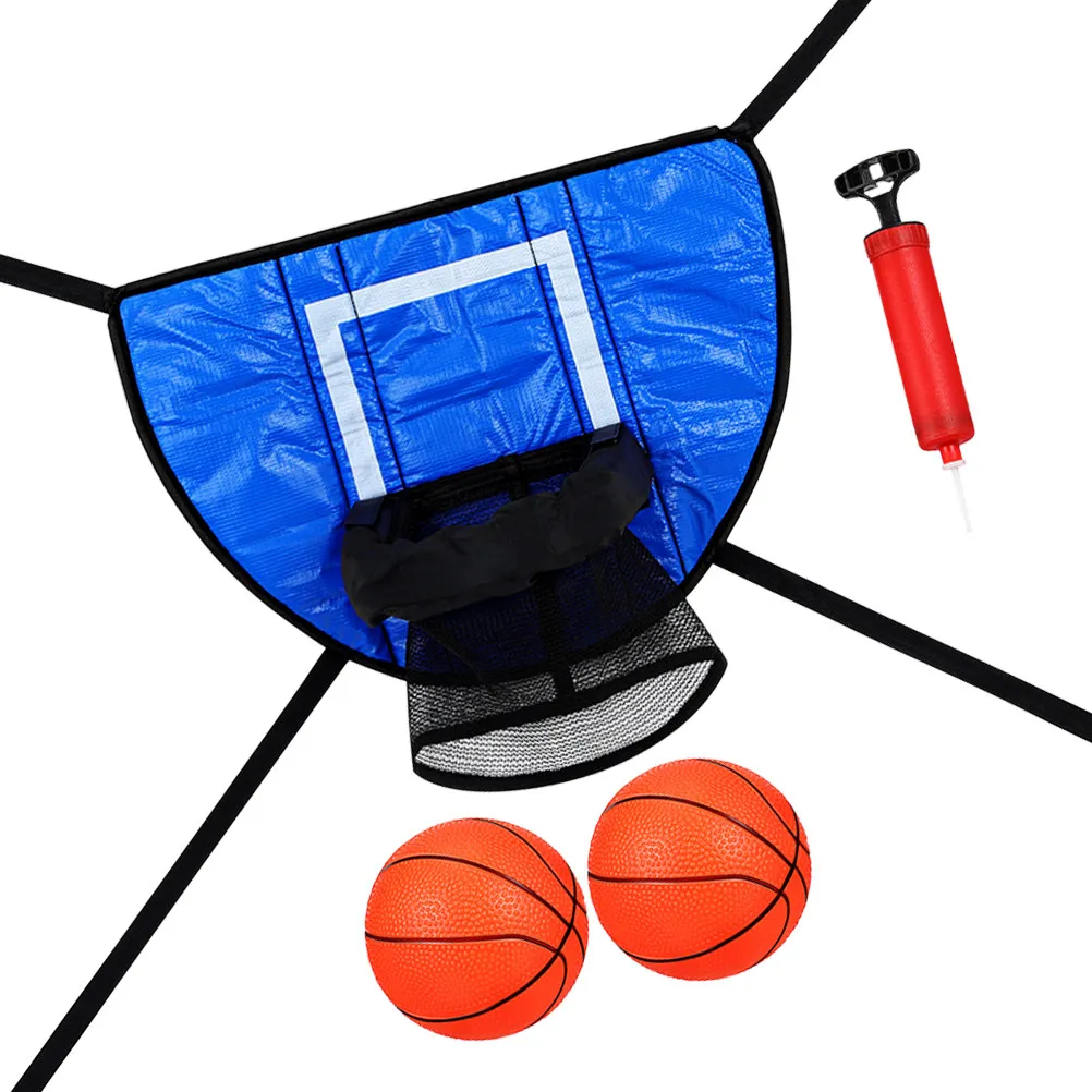 

1Set Children's Basketball Hoop Trampoline Attachment Dunking Goal with Balls Pump Outdoor Fun Coordination