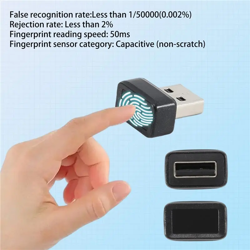 AB13-USB Fingerprint Key Reader U2F Biometric Fingerprint Scanner Anti-Spoofing Biometric Mini Security Key Dongle Easy Install