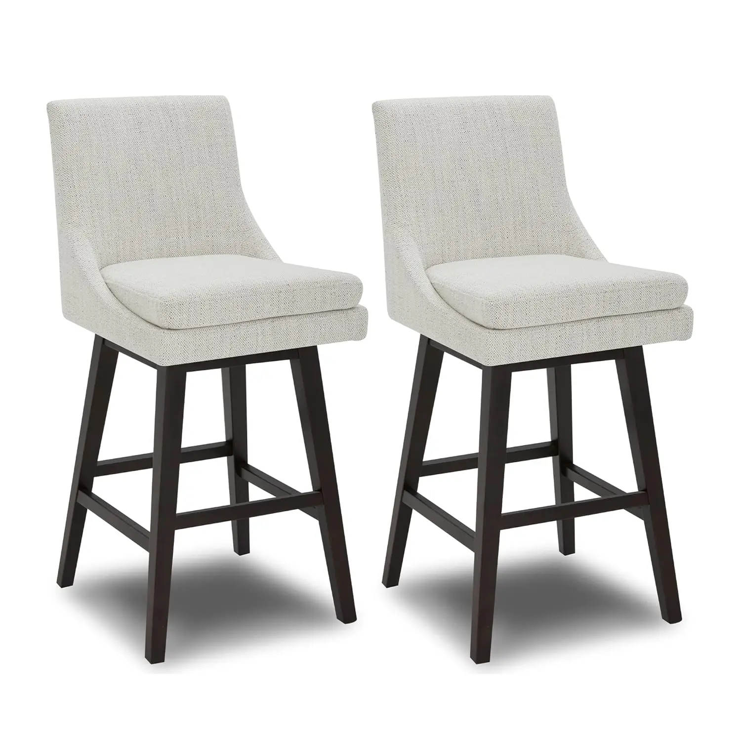 

Bar Height Swivel Barstool with Back Set of 2 FSC Certified Upholstered 30.7in Seat Height Fabric Ivory Customized