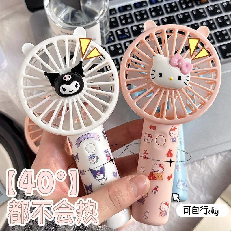 

Sanrio Mini Handheld Fan Anime Cartoon Hello Kitty My Melody Kuromi Rechargeable Dormitory Portable Desktop Student Electric Fan