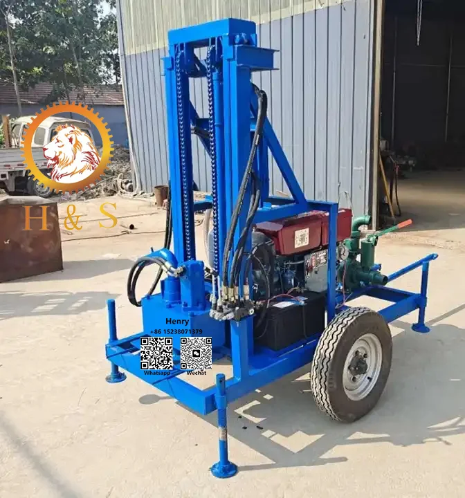 Machine de forage hydraulique diesel portable, petite plate-forme de forage de puits d'eau, usine professionnelle, bon prix, 200m