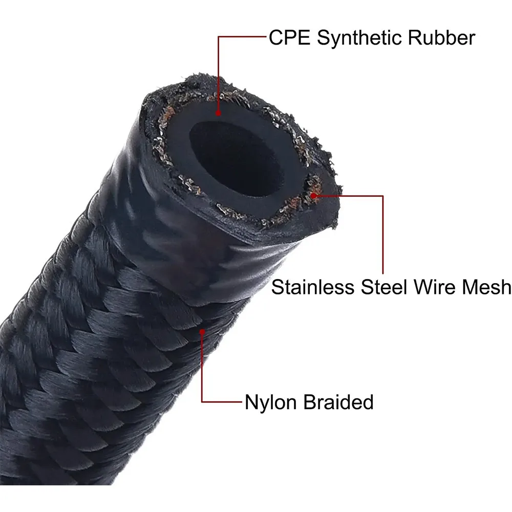 1M AN10 10AN Black Braided Oil Fuel Fittings Hose End 0+90 Degree Oil Adaptor Kit Oil Fuel Hose Line