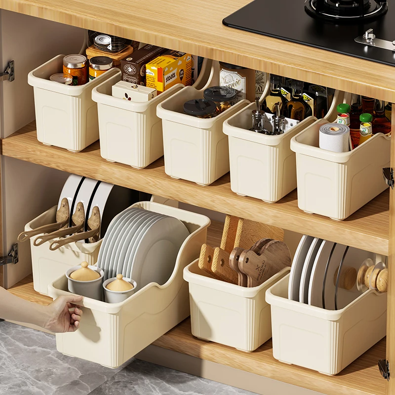 

Kitchen Cabinet Storage Basket Snack Spice Storage Box Sink Pot Cover Storage Box Pot Lid Rack Plastic Organizer for Everyone