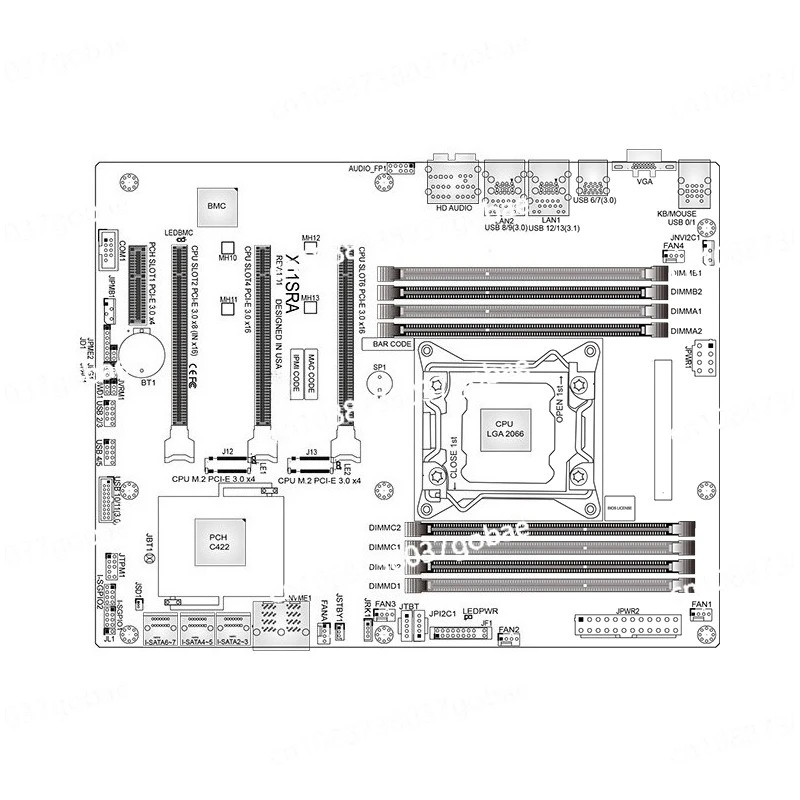 X11SRA-F Single-channel Server Motherboard LGA2066 Pin C422 Workstation W2100 Supports M.2
