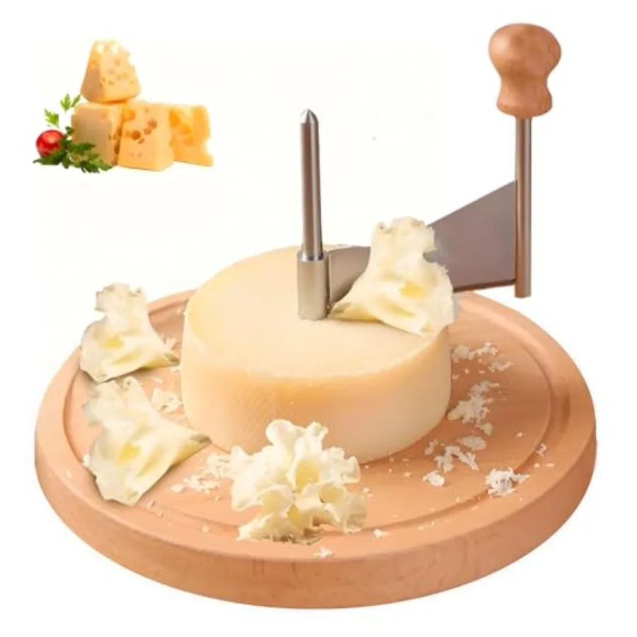 

Щипцы для завивки сыра с острым лезвием и деревянной основой для Tte de Moine, шоколада и других деликатесов, идеально подходят для ресторанов, кафе
