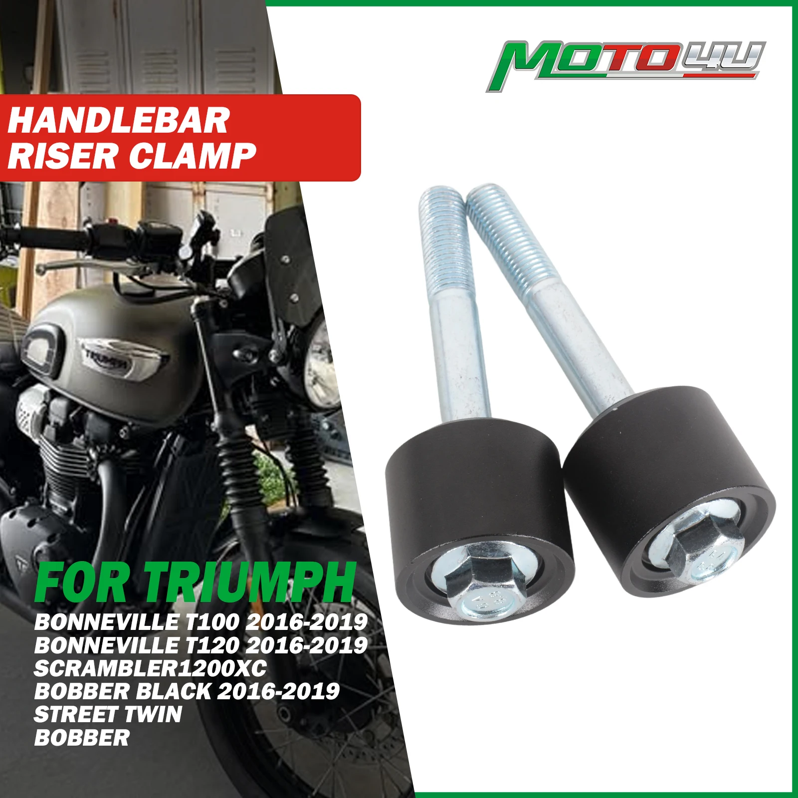 

Motorcycle 1Pair Handlebar Riser Clamp Spacer Bar Mount lift For Triumph Bonneville T100 T120 Scrambler 1200XC Street Twin
