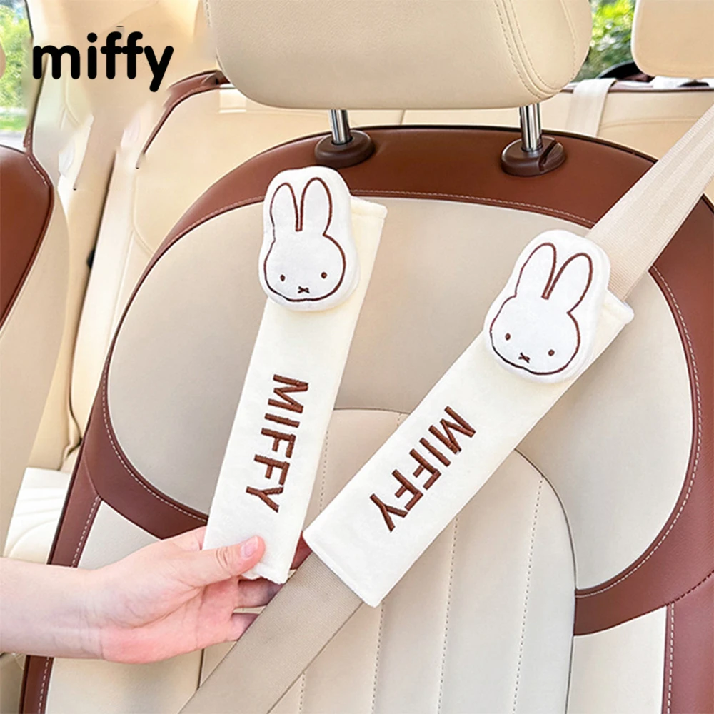 

Kawaii Miffy Ремень безопасности, защита плеч, защита плеч автомобиля, милый автомобильный защитный чехол от защемления, подарочная игрушка для девочек и мальчиков