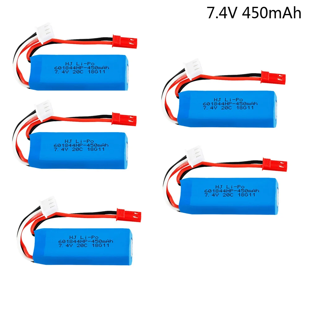 7.4V 450mAh Lipo Battery 2S for WLtoys K969 K989 K999 P929 P939 RC Car 601844 20C 7.4 V 450 mah