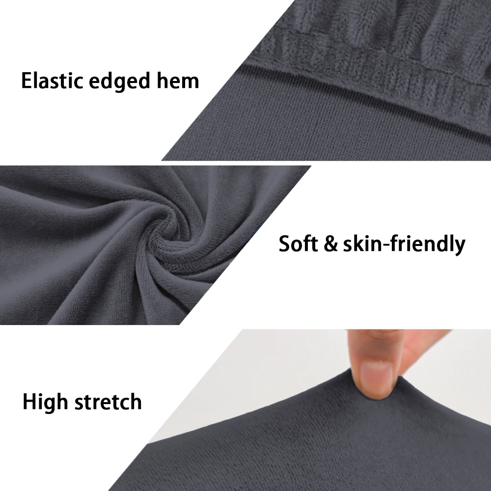 Silver Fox Velvet Round Stool Cover Soft Universal Bar Seat Cover Dustproof Solid Color Bar Counter Lifting Chair Cover Washable