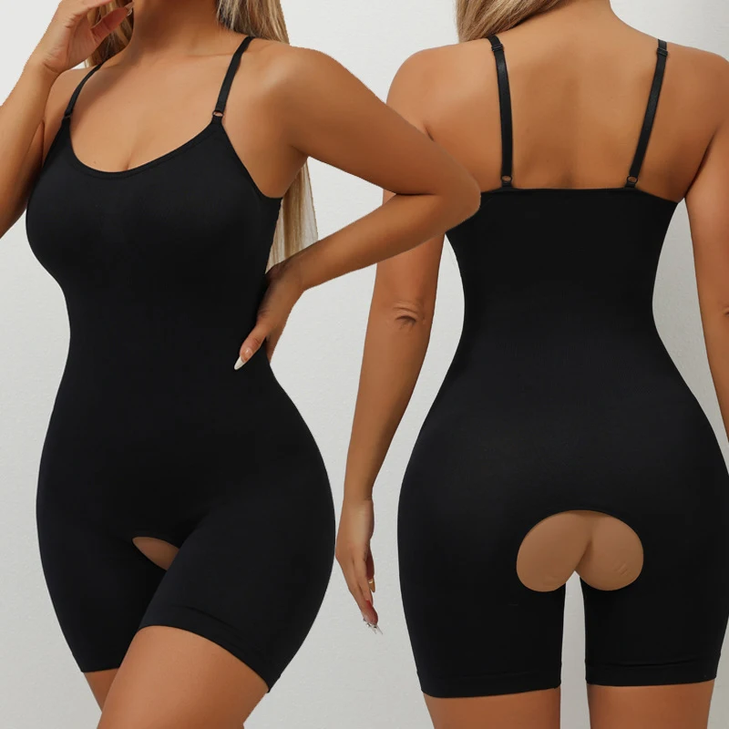 Bodysuit Shapewear für Damen: Bauchkontrolle, Ganzkörperformer, Nahtlose Shorts mit offenem Schritt, Taillentrainer, Po-Lifter, Schlankheitsunterwäsche