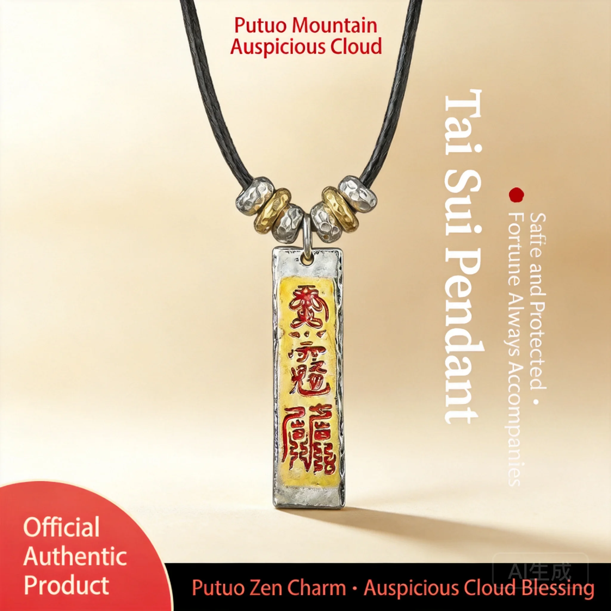 

2026 Chinese Style Tai Sui General Wenzhe Pendant Necklace Unisex Lucky Amulet White Copper With Thick Silver Plated Blessing